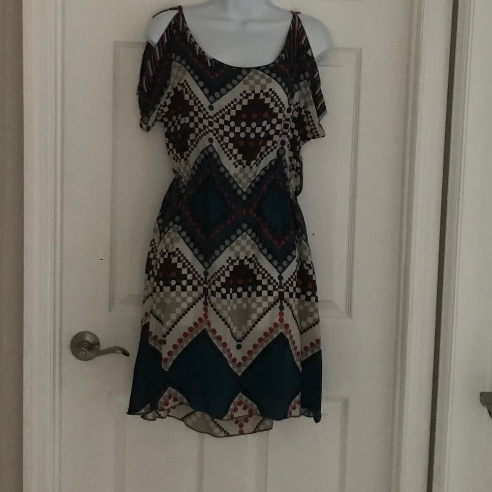 Silk cold shoulder dress